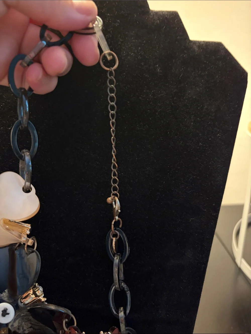 Statement Floral Pendant Necklace in Black, Red, and Cream